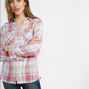Express Plaid Button Down Boyfriend Fit